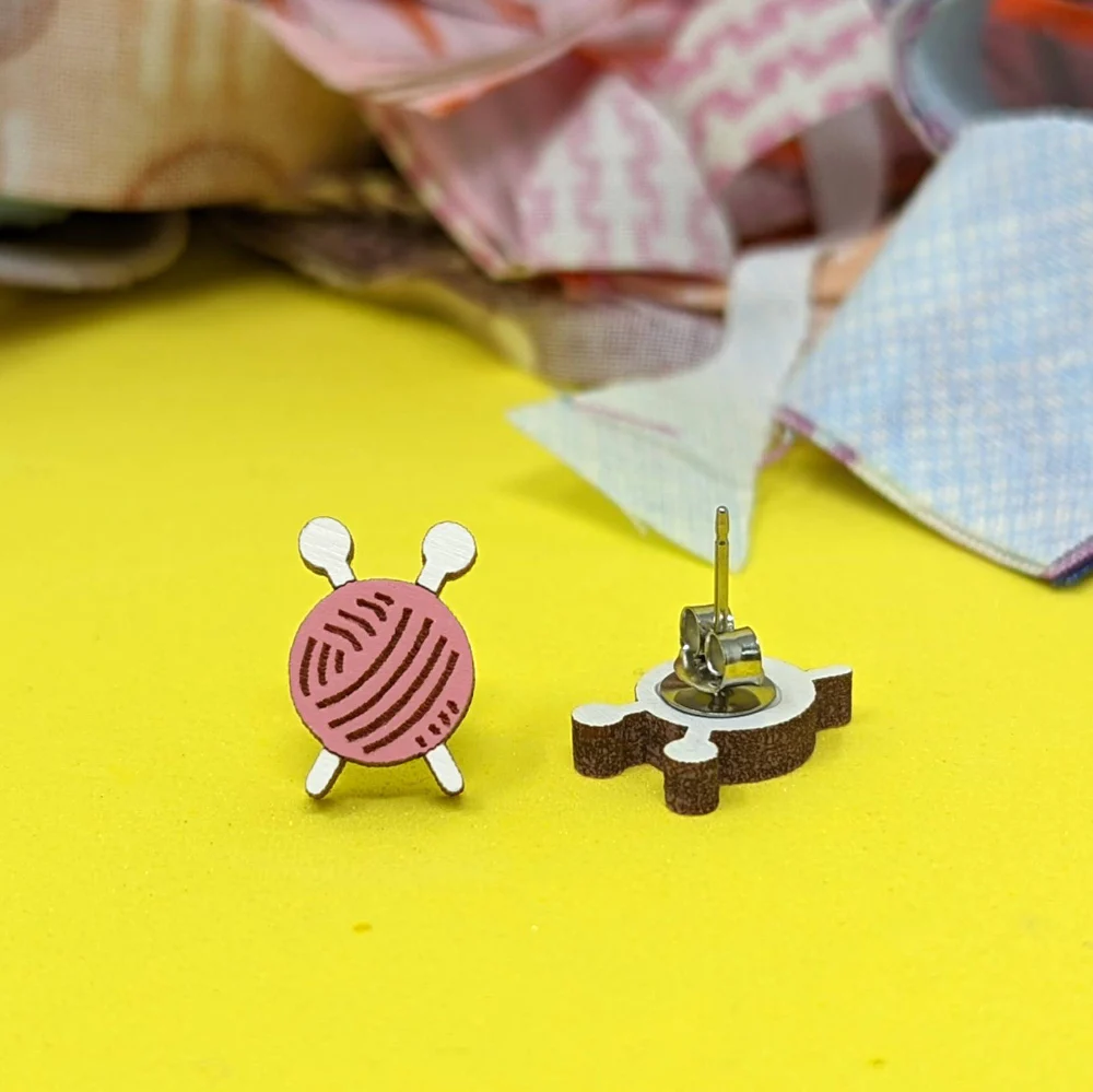 Knitting Ball Stud Earrings