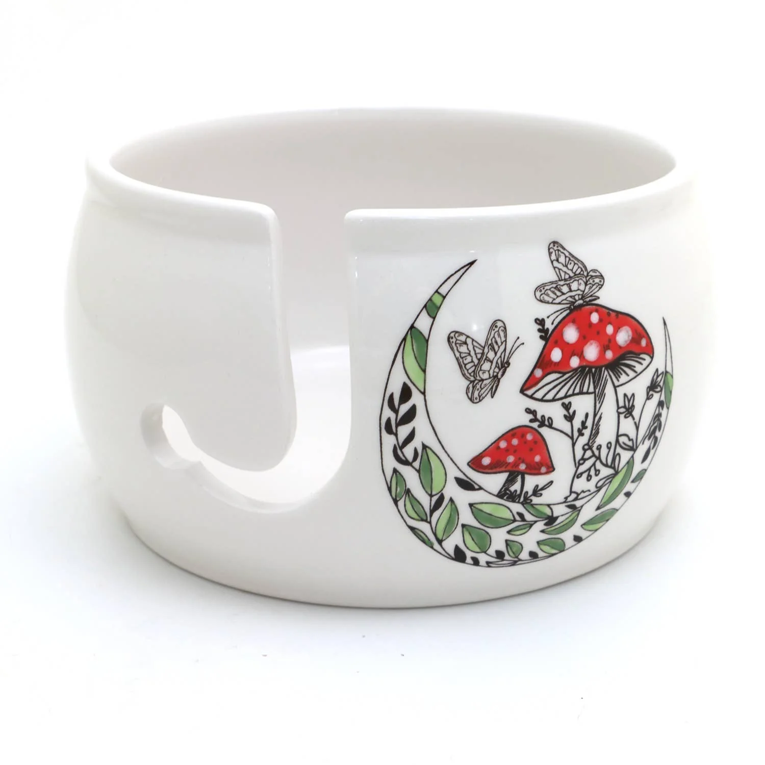 Mushroom and Moon Ceramic Yarn Bowl - Image 2