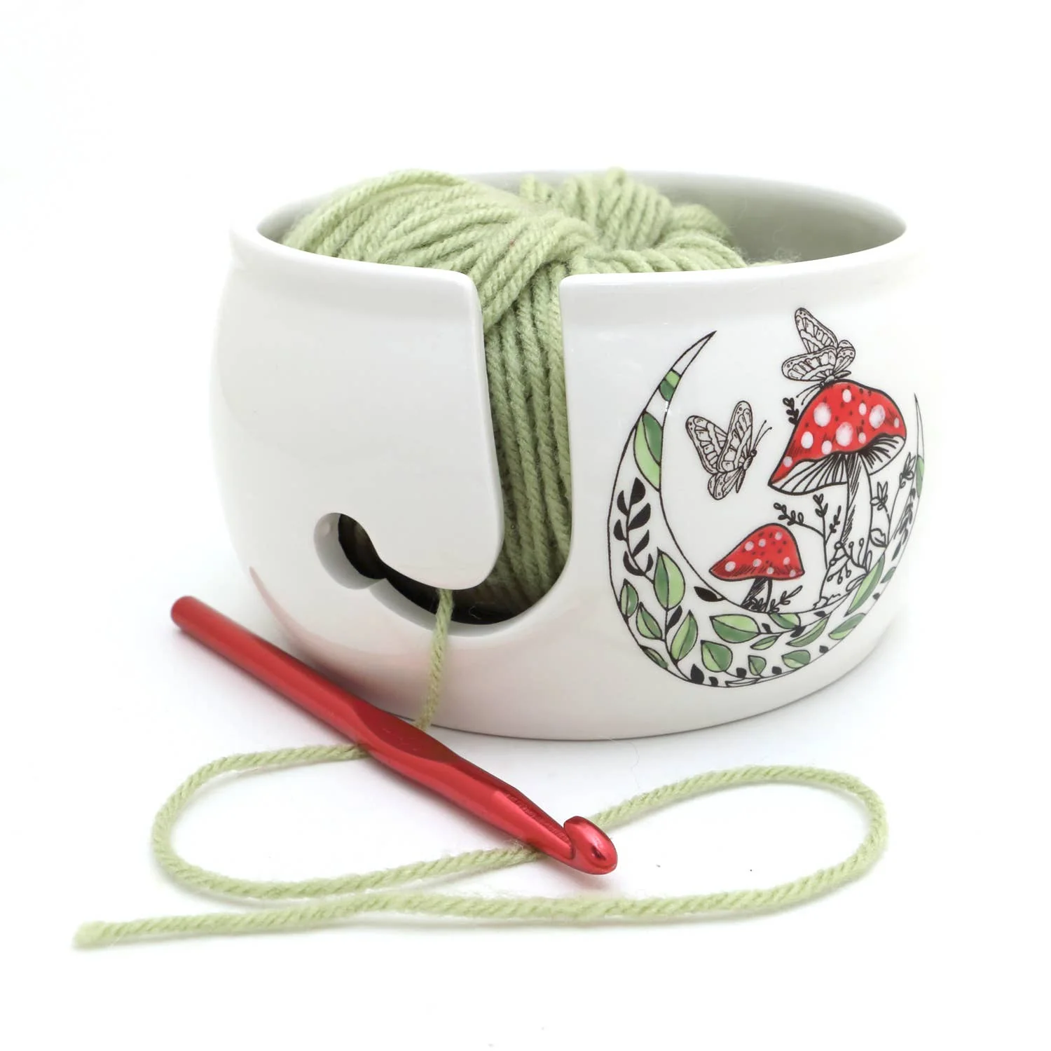 Mushroom and Moon Ceramic Yarn Bowl - Image 3